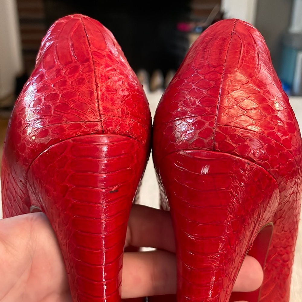 Louboutin Highness 160MM Red Python - 37.5 - Picture 7 of 12